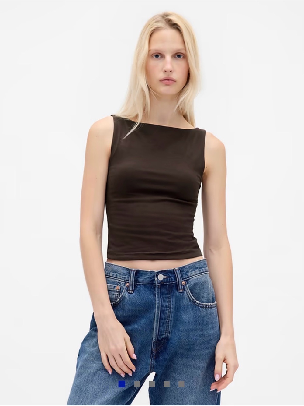 GAP CloseKnit Jersey Boatneck Crop Tank Top. Size Small. Rich Brown 🤎